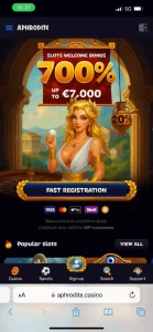 Application mobile Aphrodite Casino